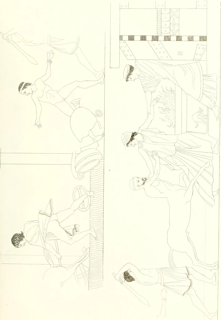 An illustration from Pitture di vasi fittili, esibite dal cav. F. Inghirami per servire di studio alla mitologia ed all storia degli antichi popoli, 1838, leaf 334