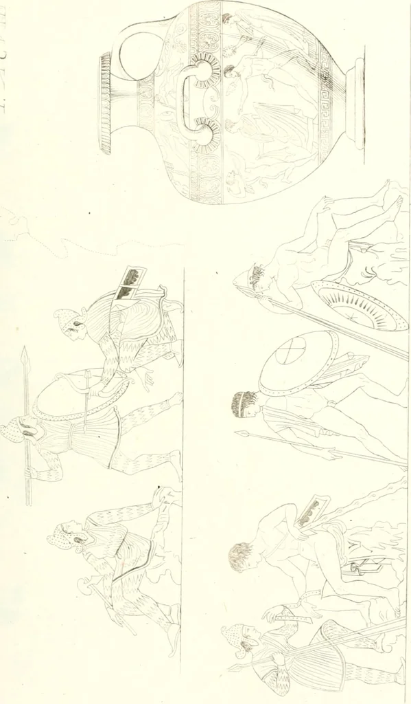 An illustration from Pitture di vasi fittili, esibite dal cav. F. Inghirami per servire di studio alla mitologia ed all storia degli antichi popoli, 1838, leaf 346