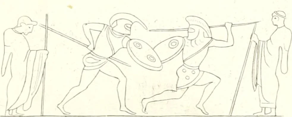 An illustration from Pitture di vasi fittili, esibite dal cav. F. Inghirami per servire di studio alla mitologia ed all storia degli antichi popoli, 1838, leaf 500