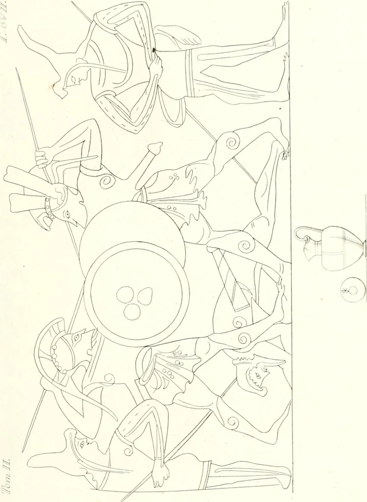 An illustration from Pitture di vasi fittili, esibite dal cav. F. Inghirami per servire di studio alla mitologia ed all storia degli antichi popoli, 1838, leaf 504