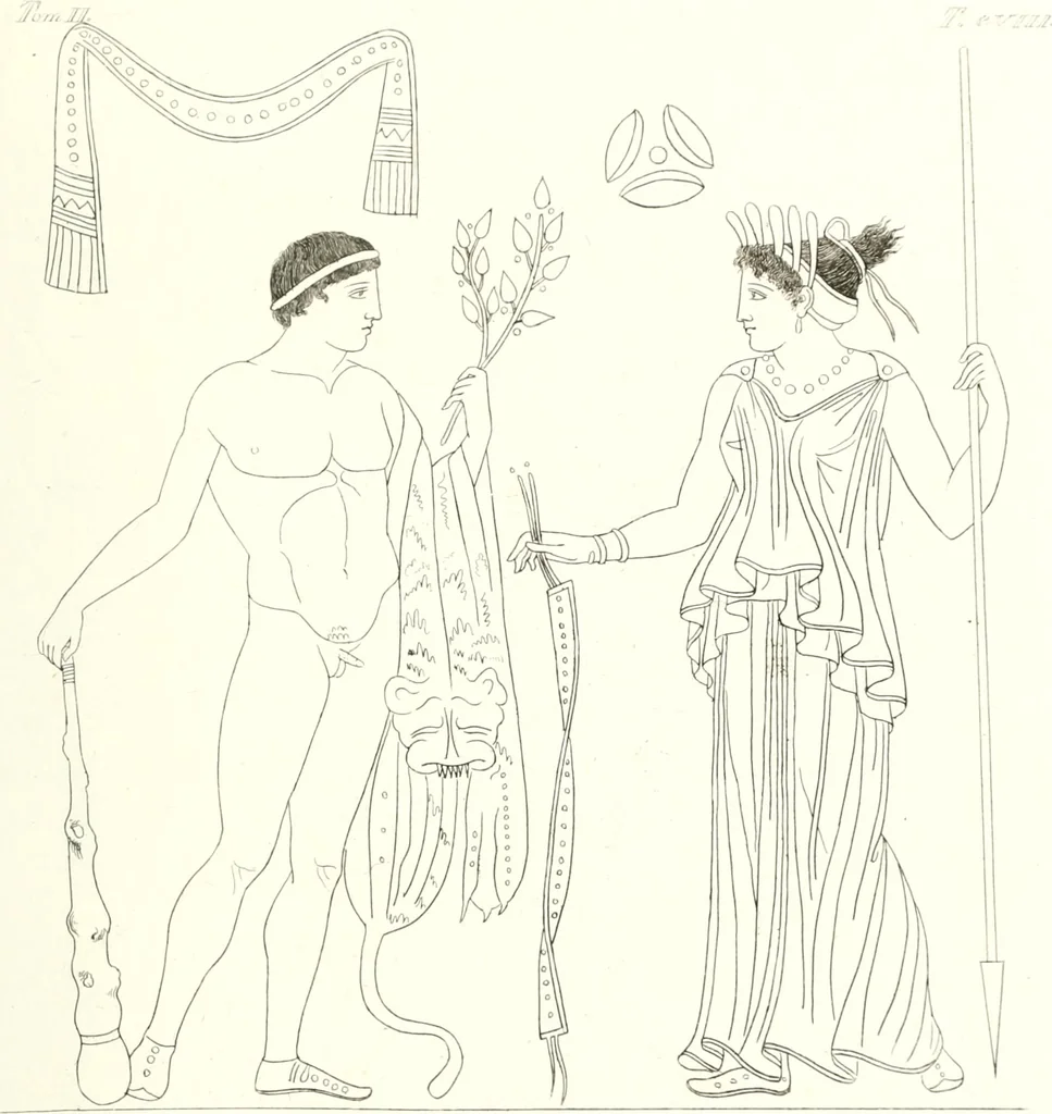 An illustration from Pitture di vasi fittili, esibite dal cav. F. Inghirami per servire di studio alla mitologia ed all storia degli antichi popoli, 1838, leaf 506