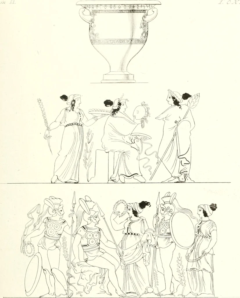 An illustration from Pitture di vasi fittili, esibite dal cav. F. Inghirami per servire di studio alla mitologia ed all storia degli antichi popoli, 1838, leaf 514