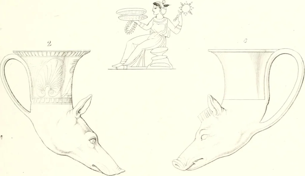 An illustration from Pitture di vasi fittili, esibite dal cav. F. Inghirami per servire di studio alla mitologia ed all storia degli antichi popoli, 1838, leaf 526