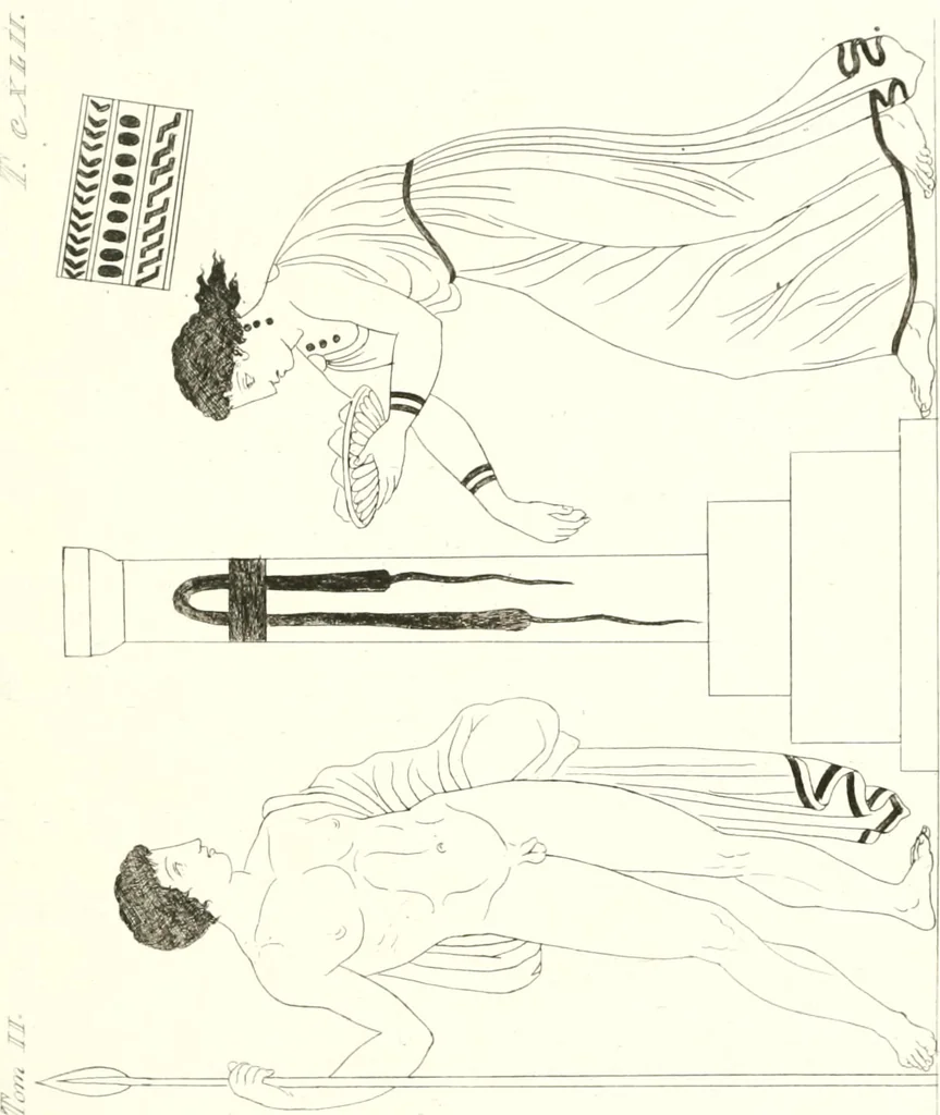 An illustration from Pitture di vasi fittili, esibite dal cav. F. Inghirami per servire di studio alla mitologia ed all storia degli antichi popoli, 1838, leaf 572