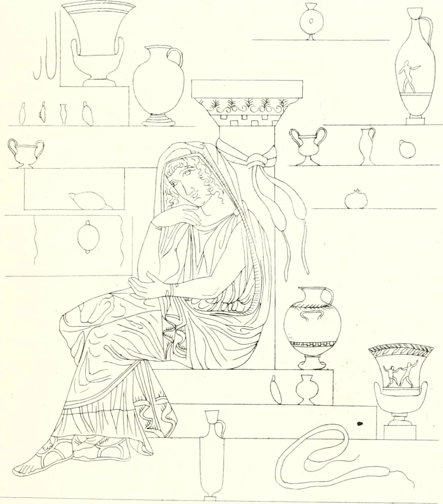 An illustration from Pitture di vasi fittili, esibite dal cav. F. Inghirami per servire di studio alla mitologia ed all storia degli antichi popoli, 1838, leaf 596