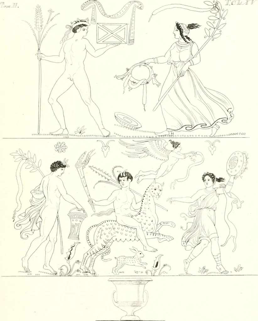 An illustration from Pitture di vasi fittili, esibite dal cav. F. Inghirami per servire di studio alla mitologia ed all storia degli antichi popoli, 1838, leaf 618