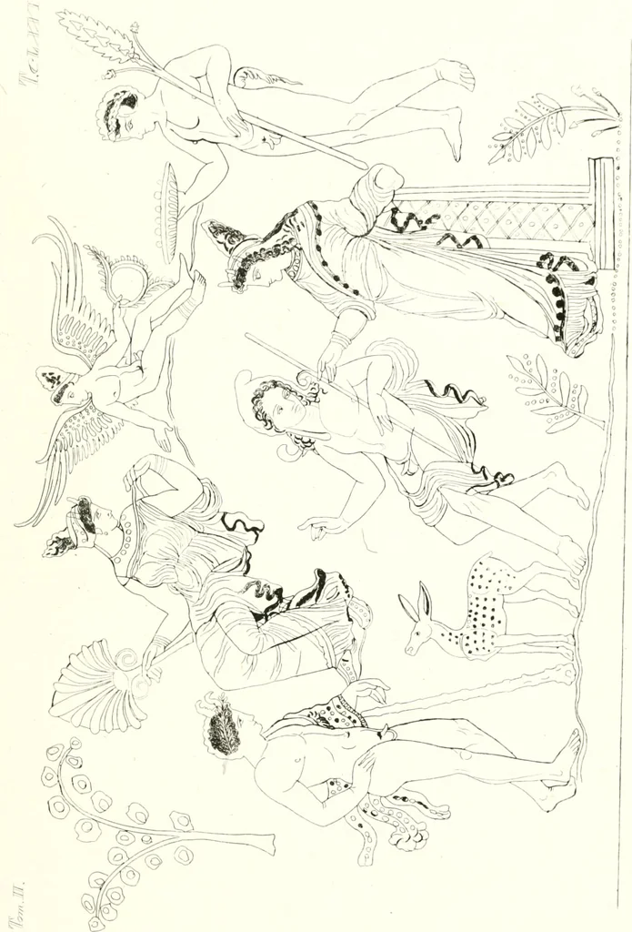 An illustration from Pitture di vasi fittili, esibite dal cav. F. Inghirami per servire di studio alla mitologia ed all storia degli antichi popoli, 1838, leaf 630
