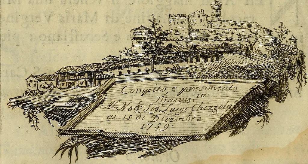 An illustration from Le pitture e sculture di Brescia che sono esposte al pubblico con un' appendice di alcune private gallerie, 1760, leaf 169