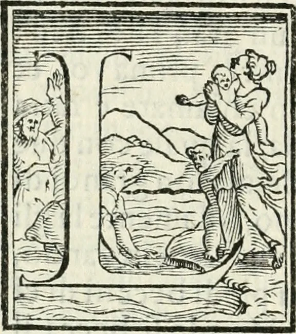 An illustration from Pittvre del Doni, academico pellegrino : nelle quali si mostra di nuoua inuentione : amore, fortuna, tempo, castità, religione, sdegno, riforma, morte, sonno & sogno, huomo, republica, & magnanimità : divise in due trattati : libro primo, 1564, leaf 83