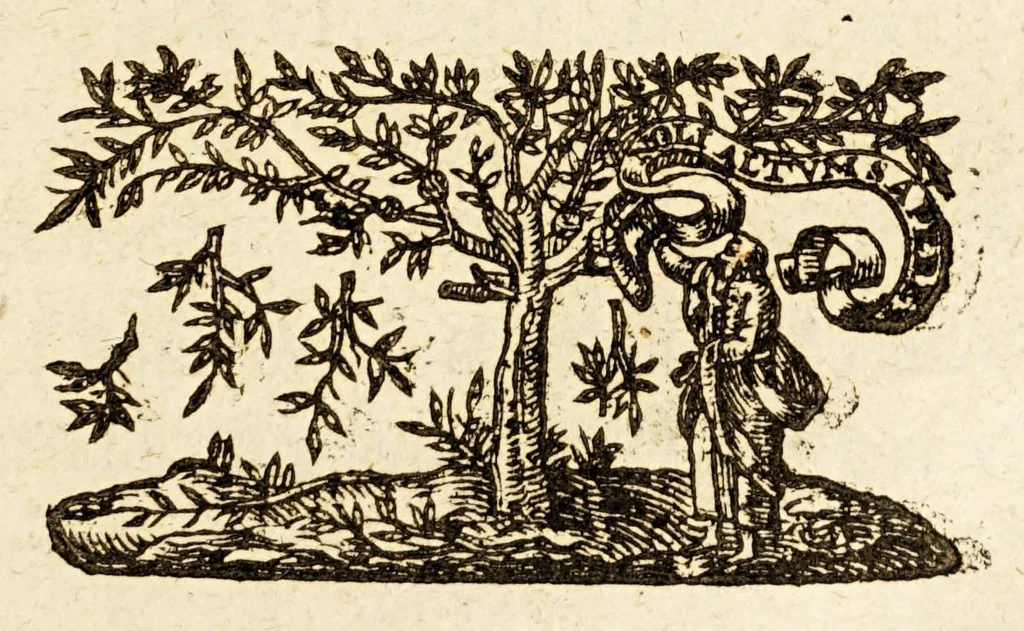An illustration from A plaine path-way to plantations : that is, A discourse in generall, concerning the plantation of our English people in other countries. Wherein is declared, that the attempts or actions, in themselues are very good and laudable, necessary also for our country of England. Doubts thereabout are answered: and some meanes are shewed, by which the same may, in better sort then hitherto, be prosecuted and effected. Written for the perswading and stirring vp of the people of this land, chiefly the poorer and common sort to affect and effect these attempts better then yet they doe. With certaine motiues for a present plantation in New-found land aboue the rest. Made in the manner of a conference, and diuided into three parts, for the more plainnesse, ease, and delight to the reader., 1624, leaf 63