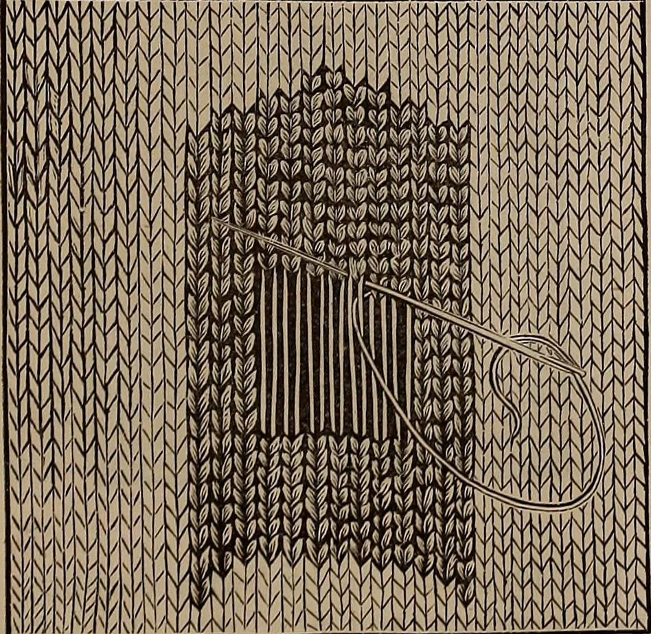 An illustration from Plain needlework, knitting, and mending, for all, at home and in schools..., 1879, leaf 52