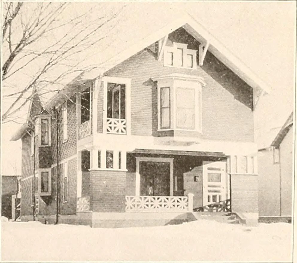 An illustration from The plan book of American dwellings : being a compilation of original home designs, showing actual photographic exteriors and floor plans of moderately priced bungalows, cottages, residences, 1914, leaf 10