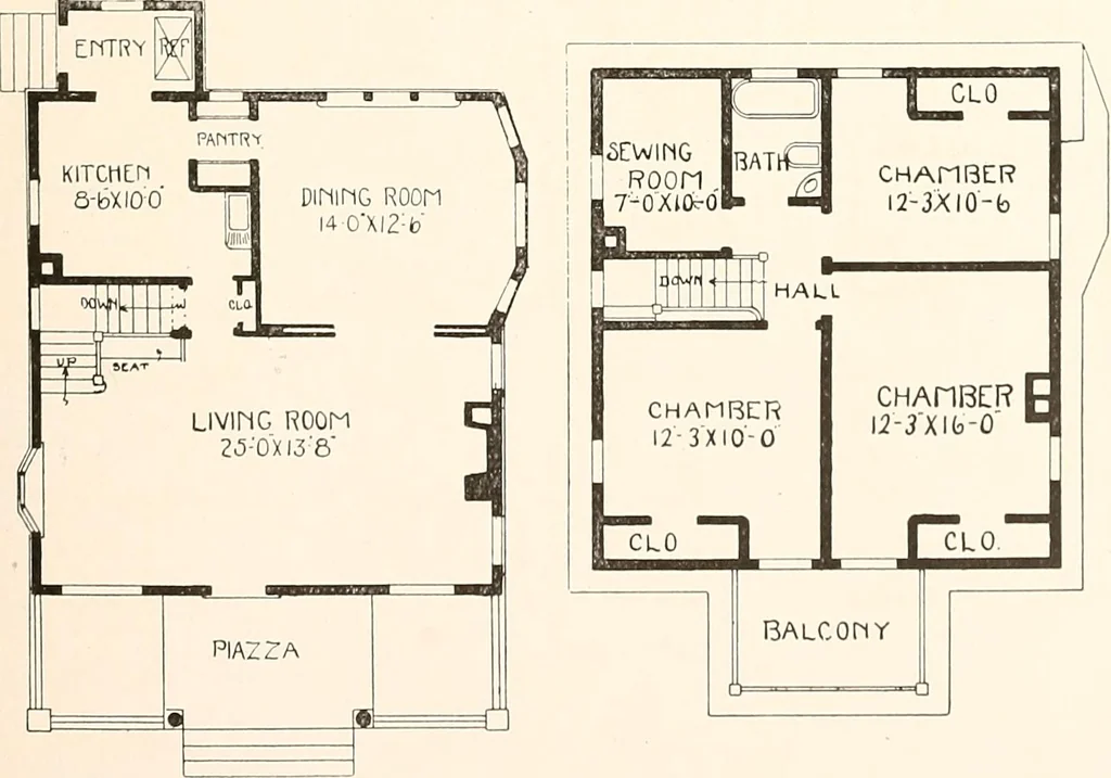 An illustration from The plan book of American dwellings : being a compilation of original home designs, showing actual photographic exteriors and floor plans of moderately priced bungalows, cottages, residences, 1914, leaf 102