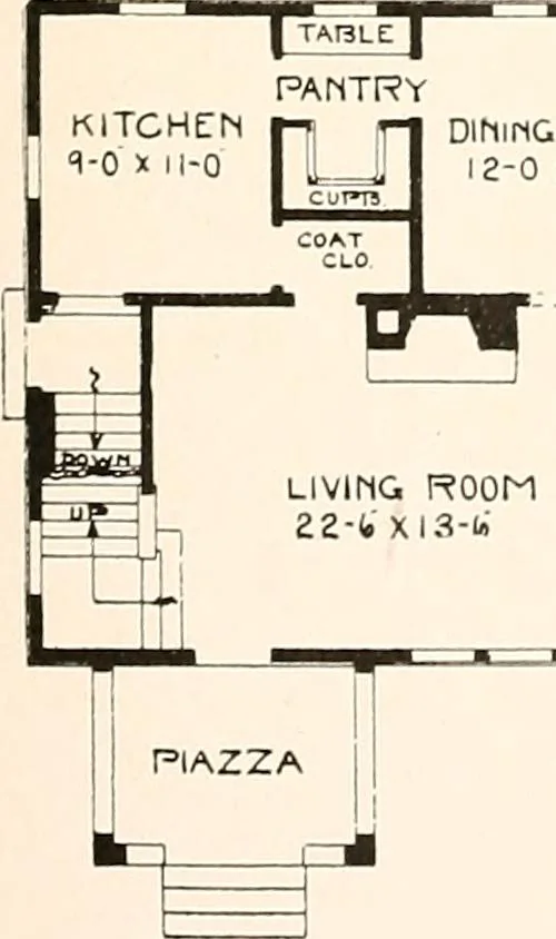 An illustration from The plan book of American dwellings : being a compilation of original home designs, showing actual photographic exteriors and floor plans of moderately priced bungalows, cottages, residences, 1914, leaf 108