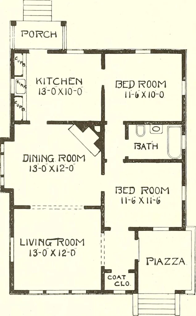 An illustration from The plan book of American dwellings : being a compilation of original home designs, showing actual photographic exteriors and floor plans of moderately priced bungalows, cottages, residences, 1914, leaf 111