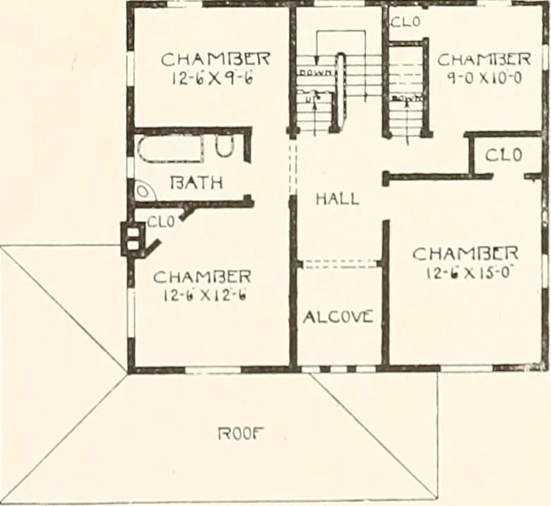 An illustration from The plan book of American dwellings : being a compilation of original home designs, showing actual photographic exteriors and floor plans of moderately priced bungalows, cottages, residences, 1914, leaf 114