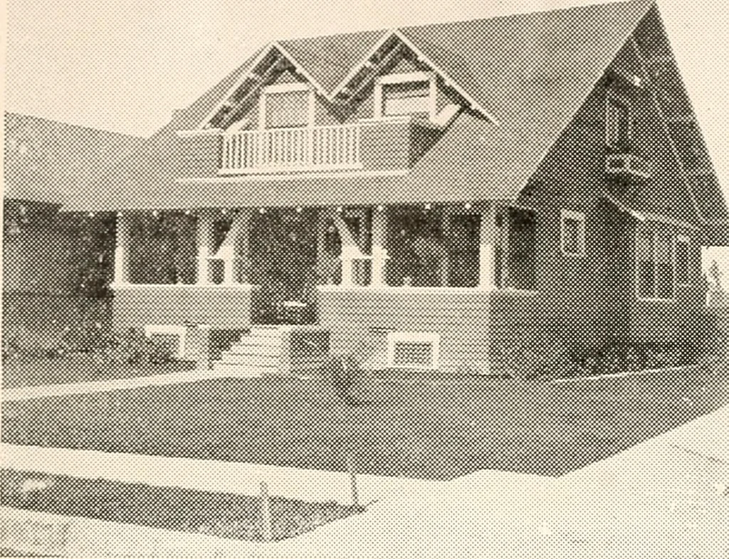 An illustration from The plan book of American dwellings : being a compilation of original home designs, showing actual photographic exteriors and floor plans of moderately priced bungalows, cottages, residences, 1914, leaf 118