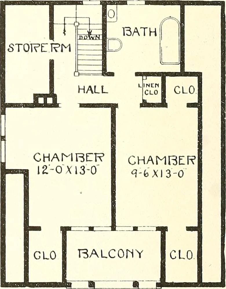 An illustration from The plan book of American dwellings : being a compilation of original home designs, showing actual photographic exteriors and floor plans of moderately priced bungalows, cottages, residences, 1914, leaf 123