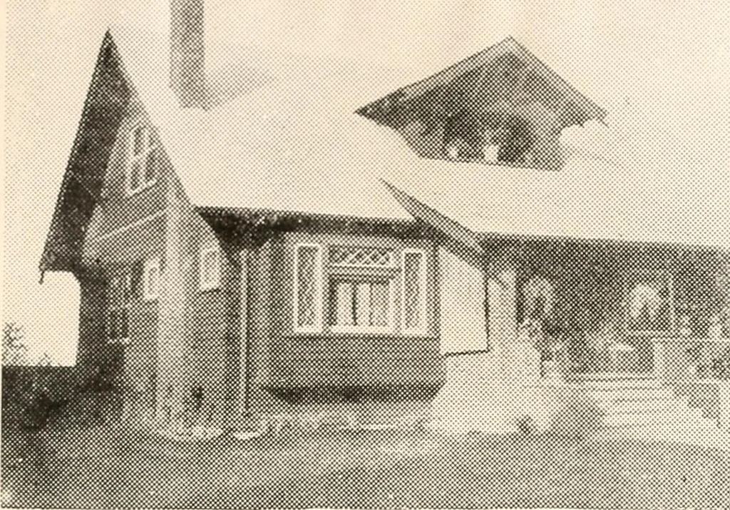 An illustration from The plan book of American dwellings : being a compilation of original home designs, showing actual photographic exteriors and floor plans of moderately priced bungalows, cottages, residences, 1914, leaf 126