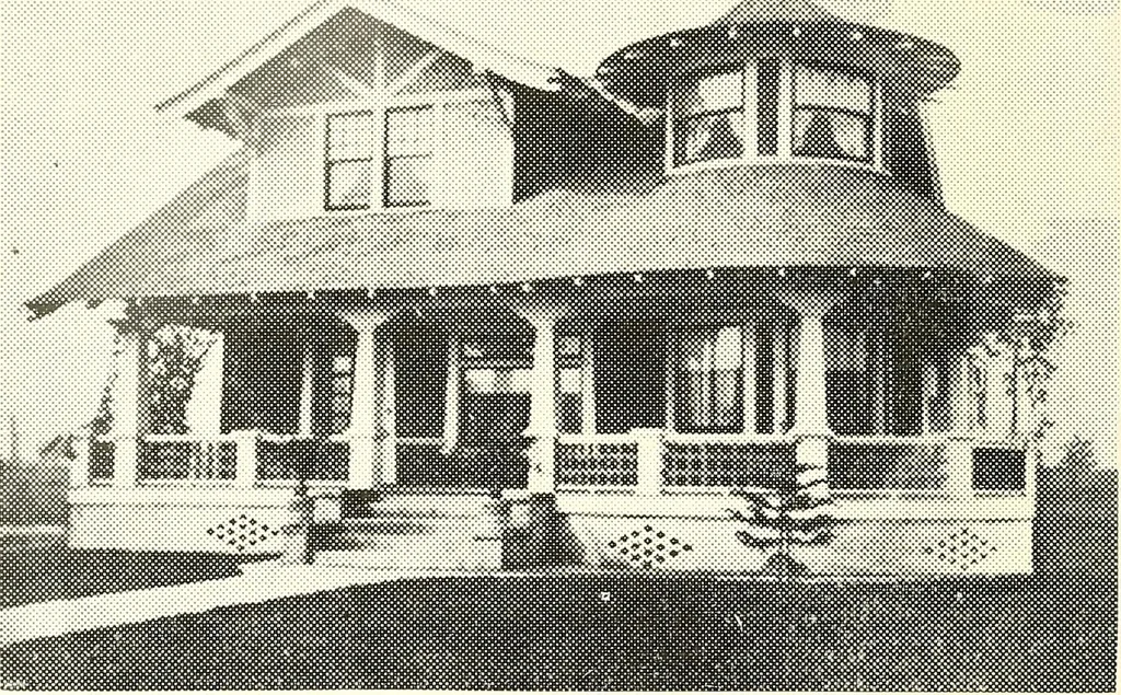 An illustration from The plan book of American dwellings : being a compilation of original home designs, showing actual photographic exteriors and floor plans of moderately priced bungalows, cottages, residences, 1914, leaf 131