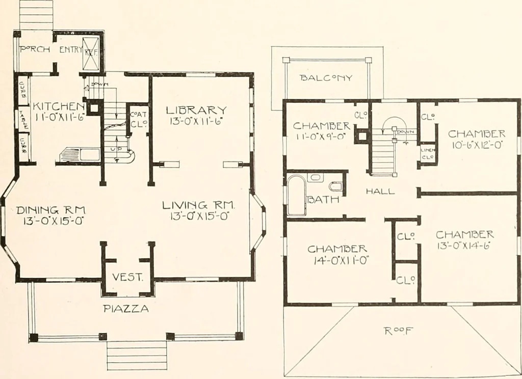 An illustration from The plan book of American dwellings : being a compilation of original home designs, showing actual photographic exteriors and floor plans of moderately priced bungalows, cottages, residences, 1914, leaf 138