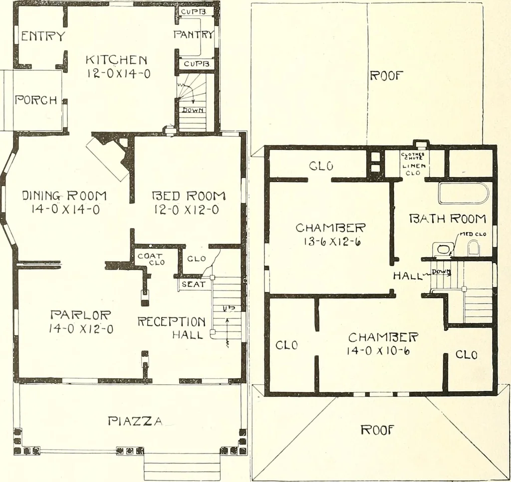 An illustration from The plan book of American dwellings : being a compilation of original home designs, showing actual photographic exteriors and floor plans of moderately priced bungalows, cottages, residences, 1914, leaf 147