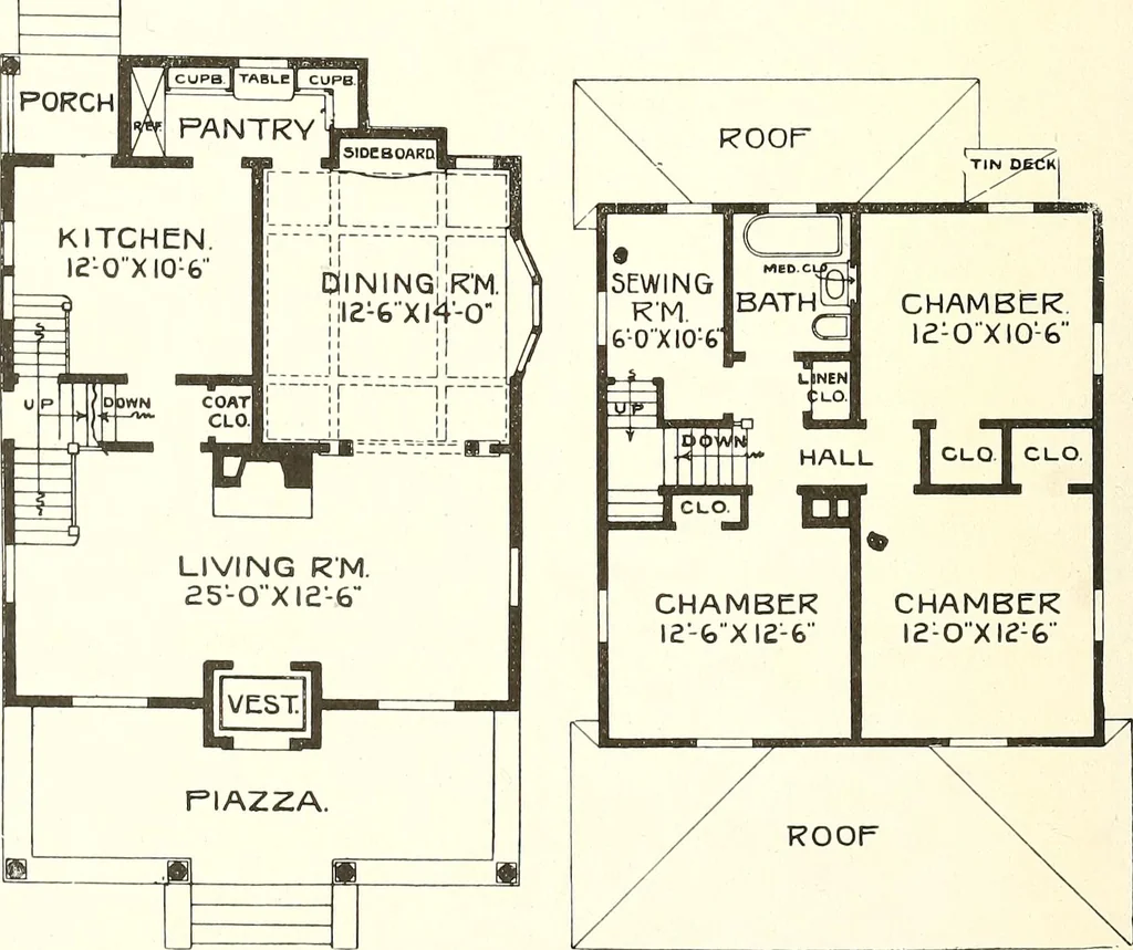An illustration from The plan book of American dwellings : being a compilation of original home designs, showing actual photographic exteriors and floor plans of moderately priced bungalows, cottages, residences, 1914, leaf 155