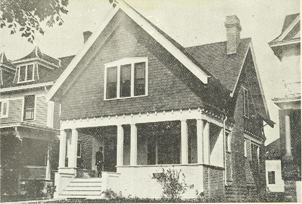 An illustration from The plan book of American dwellings : being a compilation of original home designs, showing actual photographic exteriors and floor plans of moderately priced bungalows, cottages, residences, 1914, leaf 157