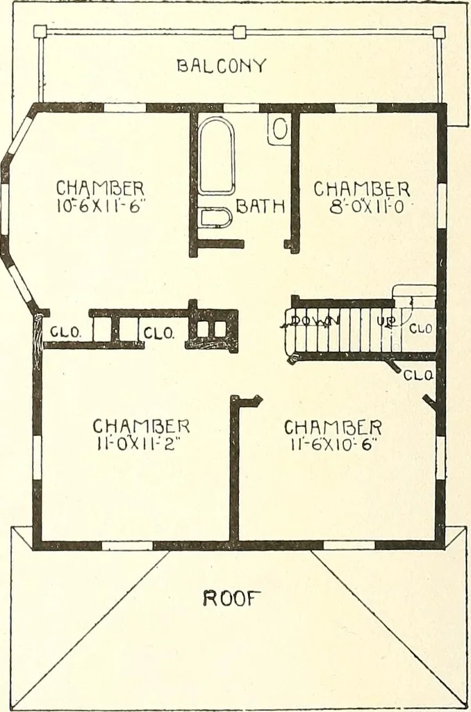 An illustration from The plan book of American dwellings : being a compilation of original home designs, showing actual photographic exteriors and floor plans of moderately priced bungalows, cottages, residences, 1914, leaf 159