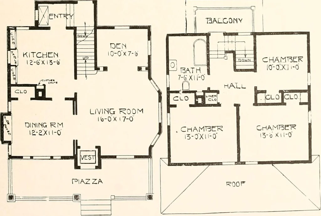 An illustration from The plan book of American dwellings : being a compilation of original home designs, showing actual photographic exteriors and floor plans of moderately priced bungalows, cottages, residences, 1914, leaf 160