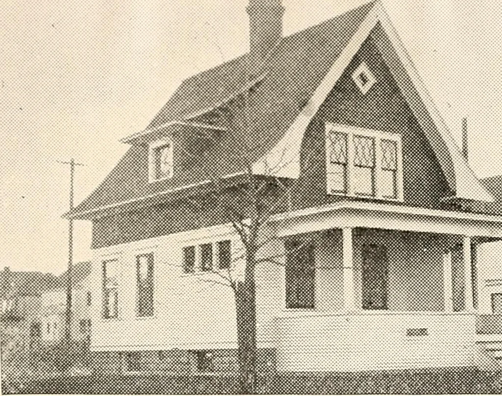 An illustration from The plan book of American dwellings : being a compilation of original home designs, showing actual photographic exteriors and floor plans of moderately priced bungalows, cottages, residences, 1914, leaf 162