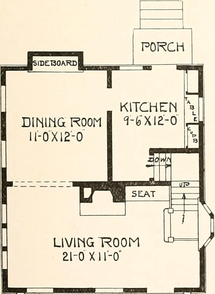 An illustration from The plan book of American dwellings : being a compilation of original home designs, showing actual photographic exteriors and floor plans of moderately priced bungalows, cottages, residences, 1914, leaf 162