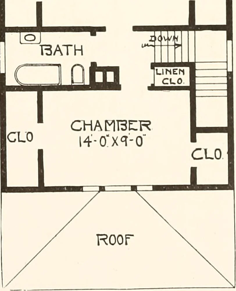 An illustration from The plan book of American dwellings : being a compilation of original home designs, showing actual photographic exteriors and floor plans of moderately priced bungalows, cottages, residences, 1914, leaf 162