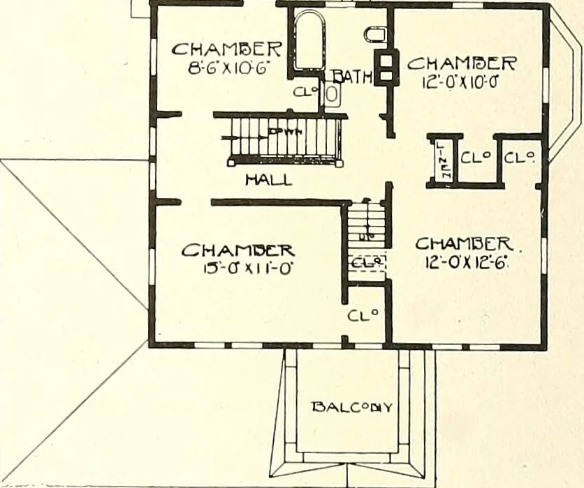 An illustration from The plan book of American dwellings : being a compilation of original home designs, showing actual photographic exteriors and floor plans of moderately priced bungalows, cottages, residences, 1914, leaf 163
