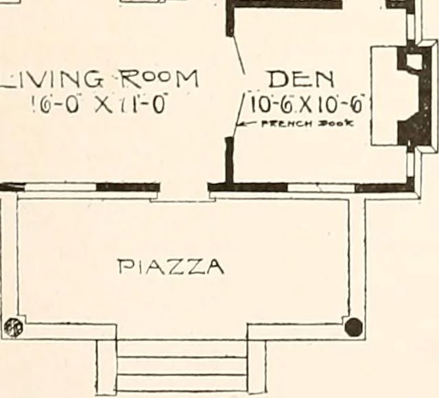An illustration from The plan book of American dwellings : being a compilation of original home designs, showing actual photographic exteriors and floor plans of moderately priced bungalows, cottages, residences, 1914, leaf 164