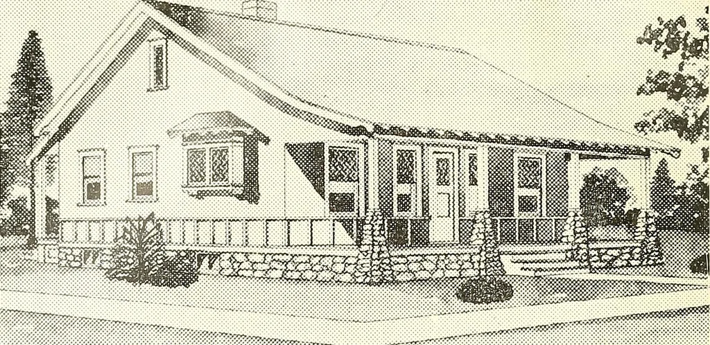 An illustration from The plan book of American dwellings : being a compilation of original home designs, showing actual photographic exteriors and floor plans of moderately priced bungalows, cottages, residences, 1914, leaf 165