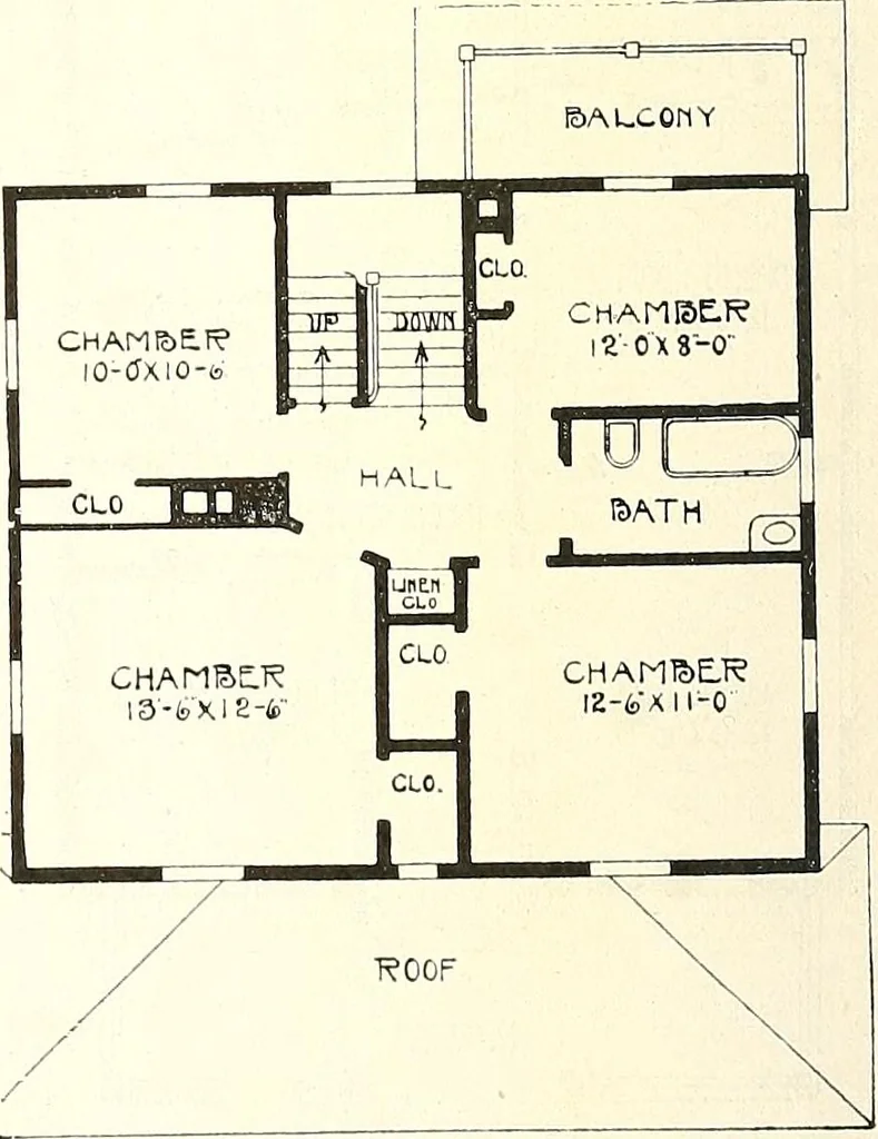 An illustration from The plan book of American dwellings : being a compilation of original home designs, showing actual photographic exteriors and floor plans of moderately priced bungalows, cottages, residences, 1914, leaf 169