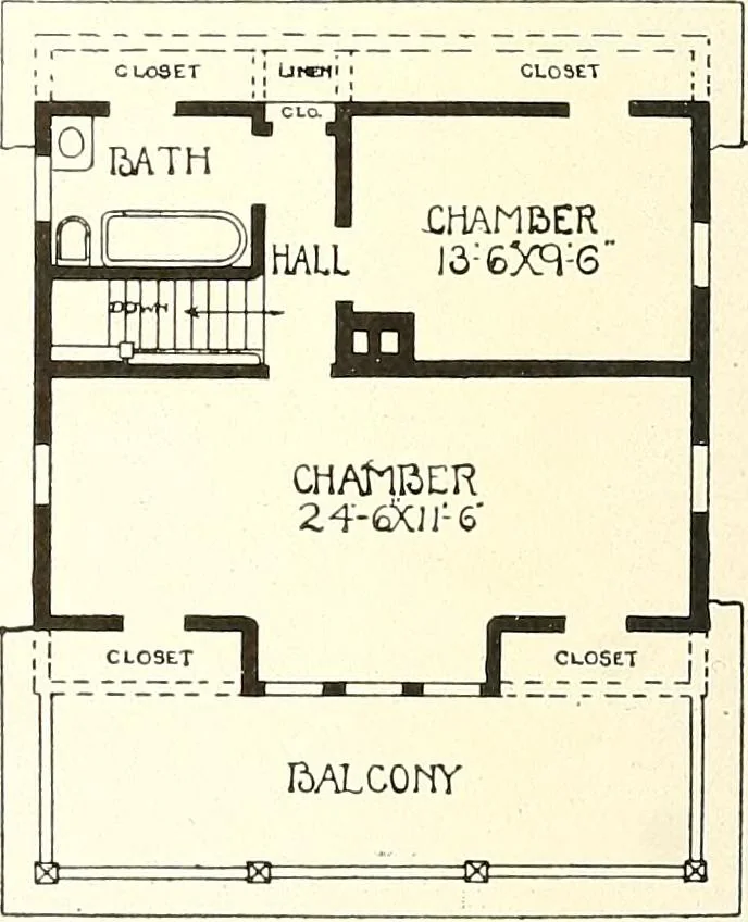 An illustration from The plan book of American dwellings : being a compilation of original home designs, showing actual photographic exteriors and floor plans of moderately priced bungalows, cottages, residences, 1914, leaf 171