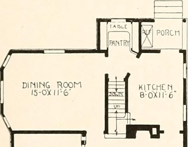 An illustration from The plan book of American dwellings : being a compilation of original home designs, showing actual photographic exteriors and floor plans of moderately priced bungalows, cottages, residences, 1914, leaf 172