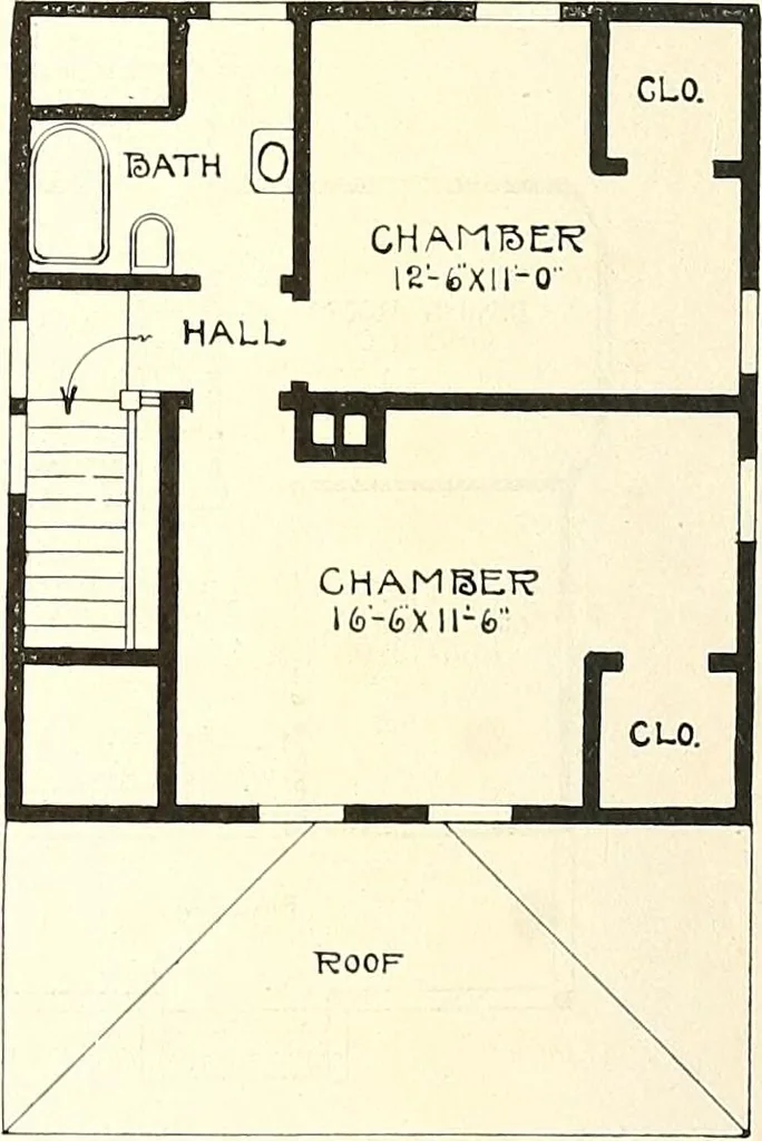 An illustration from The plan book of American dwellings : being a compilation of original home designs, showing actual photographic exteriors and floor plans of moderately priced bungalows, cottages, residences, 1914, leaf 173