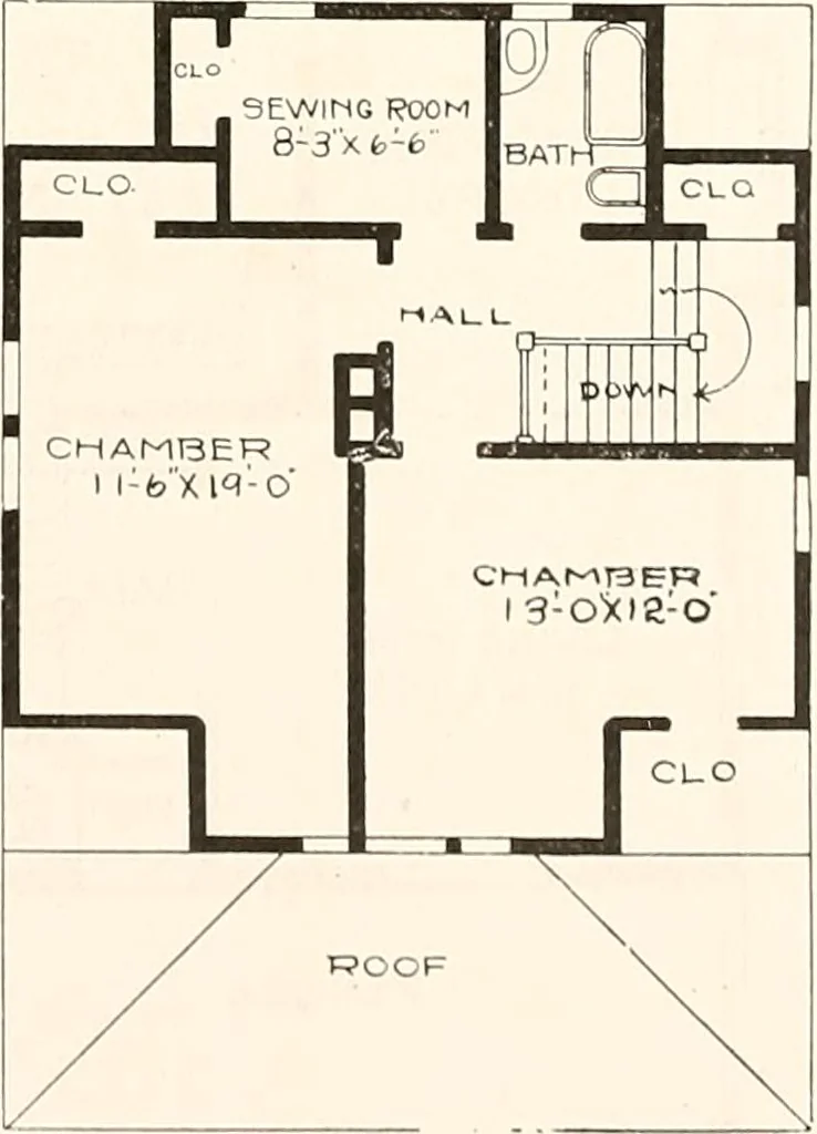 An illustration from The plan book of American dwellings : being a compilation of original home designs, showing actual photographic exteriors and floor plans of moderately priced bungalows, cottages, residences, 1914, leaf 178