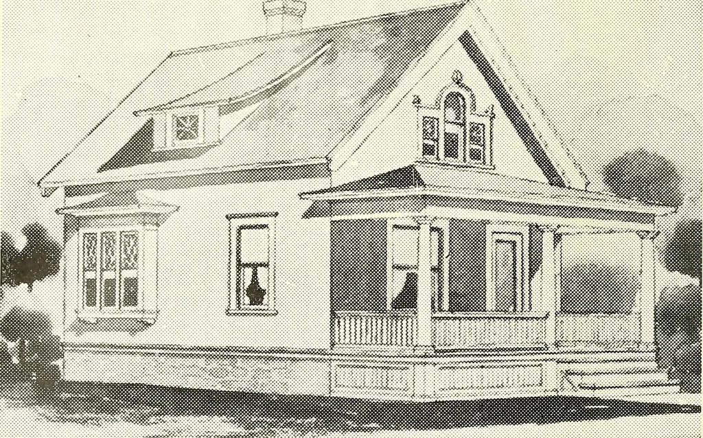 An illustration from The plan book of American dwellings : being a compilation of original home designs, showing actual photographic exteriors and floor plans of moderately priced bungalows, cottages, residences, 1914, leaf 179