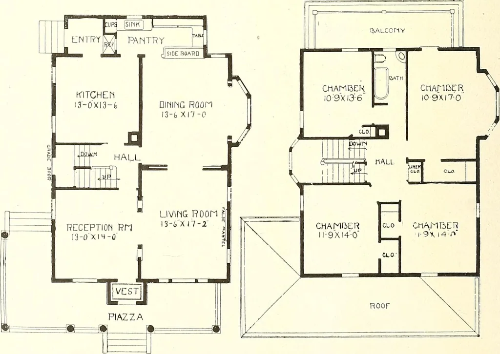 An illustration from The plan book of American dwellings : being a compilation of original home designs, showing actual photographic exteriors and floor plans of moderately priced bungalows, cottages, residences, 1914, leaf 183