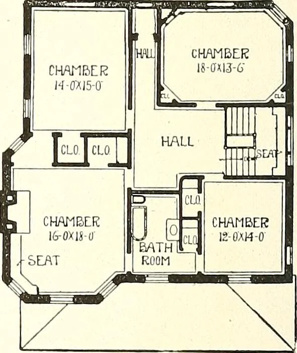 An illustration from The plan book of American dwellings : being a compilation of original home designs, showing actual photographic exteriors and floor plans of moderately priced bungalows, cottages, residences, 1914, leaf 191