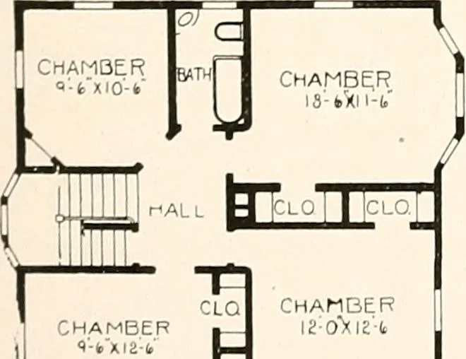 An illustration from The plan book of American dwellings : being a compilation of original home designs, showing actual photographic exteriors and floor plans of moderately priced bungalows, cottages, residences, 1914, leaf 192