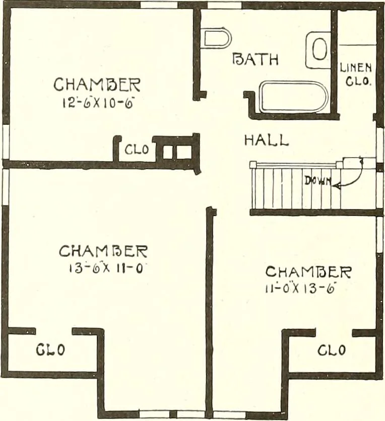 An illustration from The plan book of American dwellings : being a compilation of original home designs, showing actual photographic exteriors and floor plans of moderately priced bungalows, cottages, residences, 1914, leaf 199
