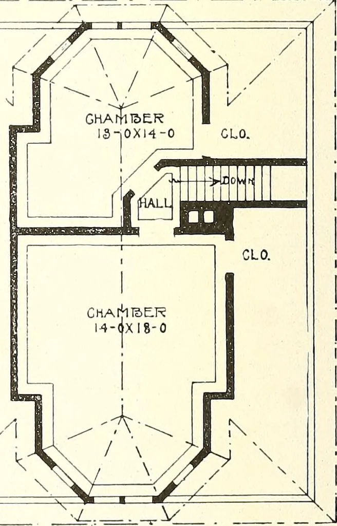 An illustration from The plan book of American dwellings : being a compilation of original home designs, showing actual photographic exteriors and floor plans of moderately priced bungalows, cottages, residences, 1914, leaf 211