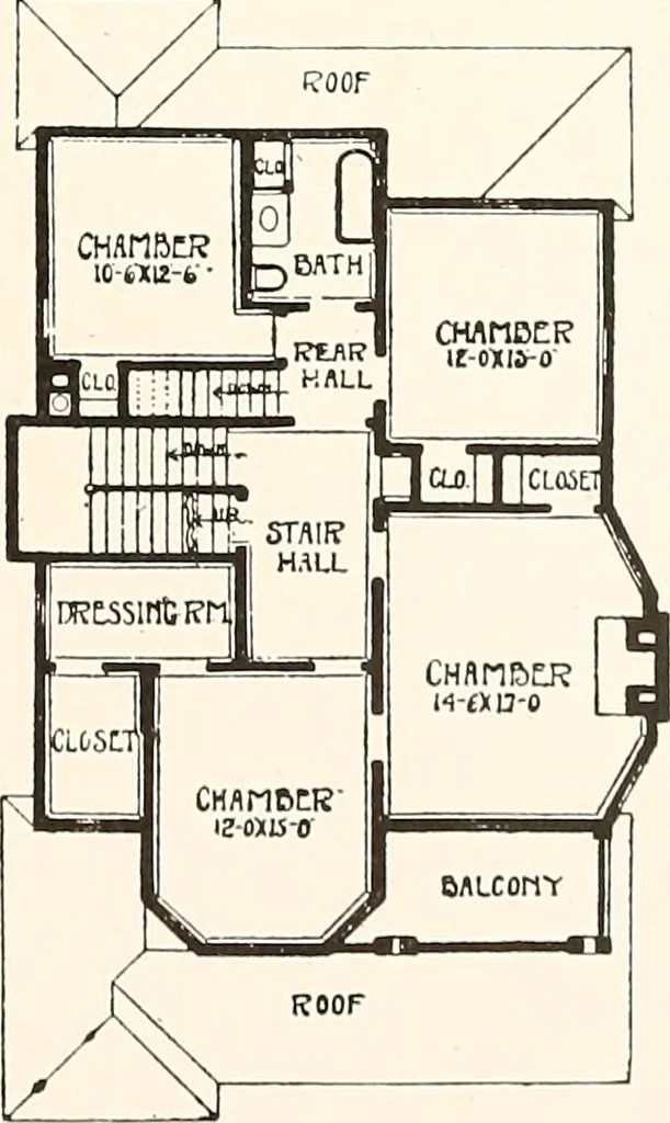 An illustration from The plan book of American dwellings : being a compilation of original home designs, showing actual photographic exteriors and floor plans of moderately priced bungalows, cottages, residences, 1914, leaf 212