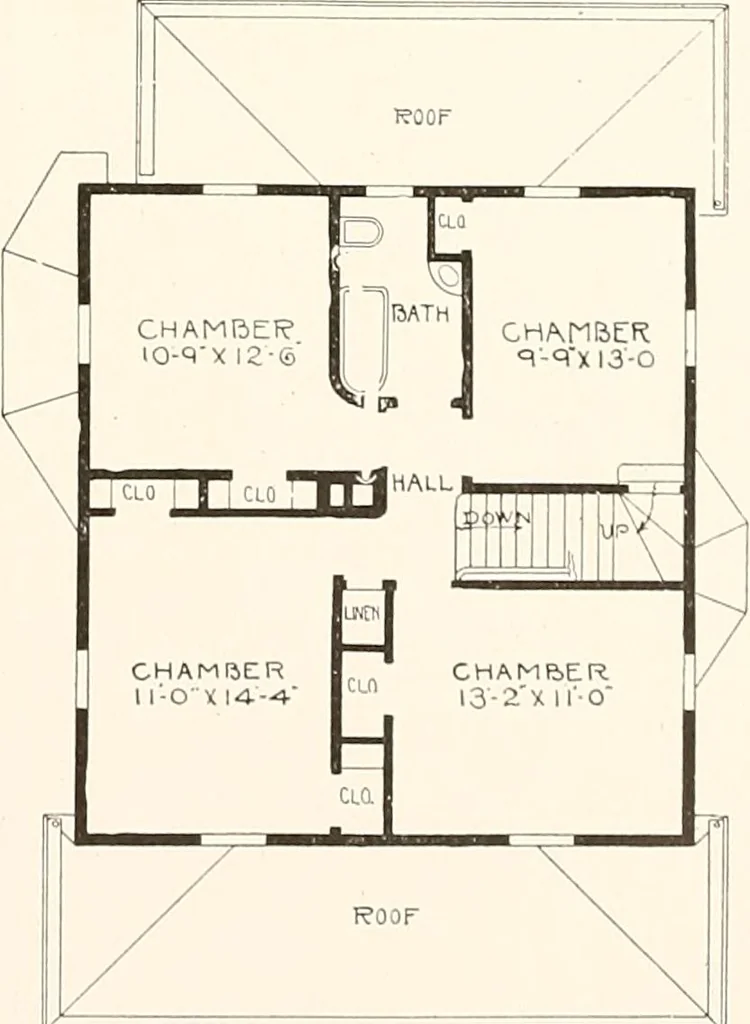 An illustration from The plan book of American dwellings : being a compilation of original home designs, showing actual photographic exteriors and floor plans of moderately priced bungalows, cottages, residences, 1914, leaf 216