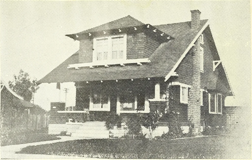 An illustration from The plan book of American dwellings : being a compilation of original home designs, showing actual photographic exteriors and floor plans of moderately priced bungalows, cottages, residences, 1914, leaf 219